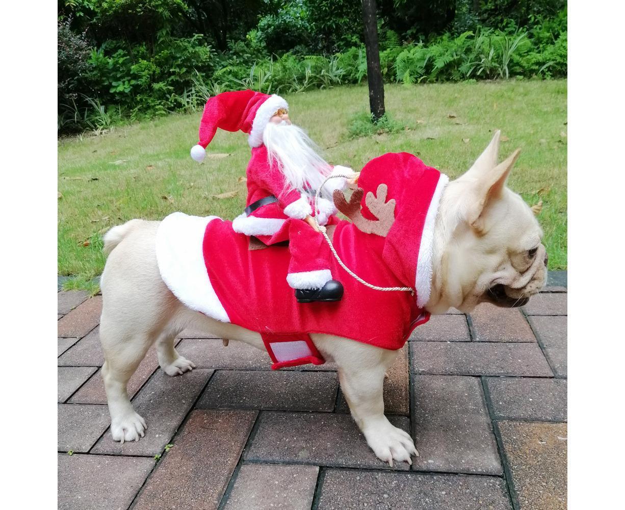 Santa Dog Costume Christmas Pet Clothes Santa Claus Riding Pet Costumes Party Dressing Up Dogs Cats Outfit For Small Medium Dogs Cats - view 6