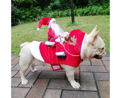 Santa Dog Costume Christmas Pet Clothes Santa Claus Riding Pet Costumes Party Dressing Up Dogs Cats Outfit For Small Medium Dogs Cats - view 6