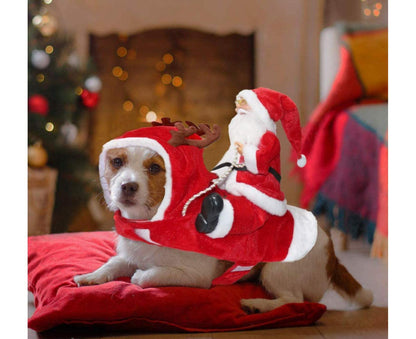 Santa Dog Costume Christmas Pet Clothes Santa Claus Riding Pet Costumes Party Dressing Up Dogs Cats Outfit For Small Medium Dogs Cats - view 7