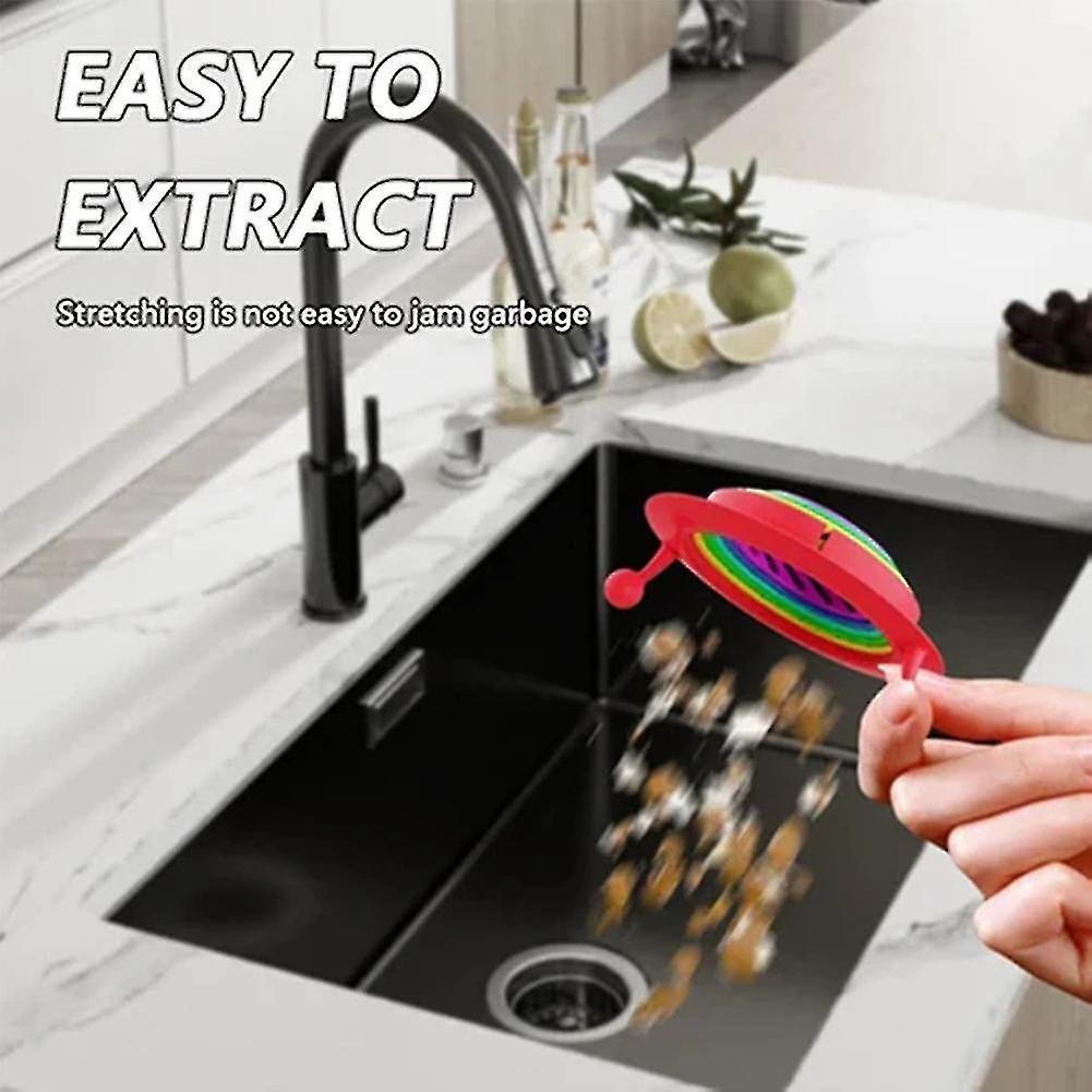 2pcs Colorful Kitchen Sink Strainer Retractable Food Catchers Hollow-out Drain Residue Filter Cocina Accessories - view 3