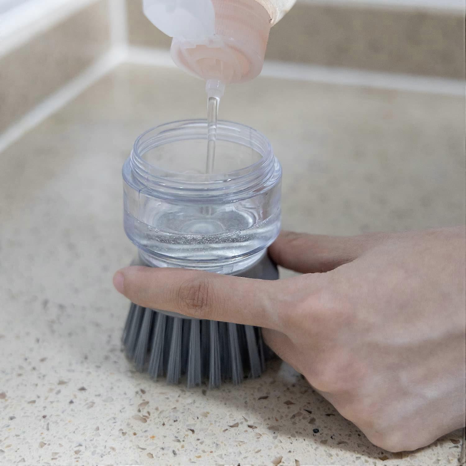 Soap Brush with Organizer, Kitchen Dish Brush Set for Cleaning Pots and Pans (Grey) - view 4