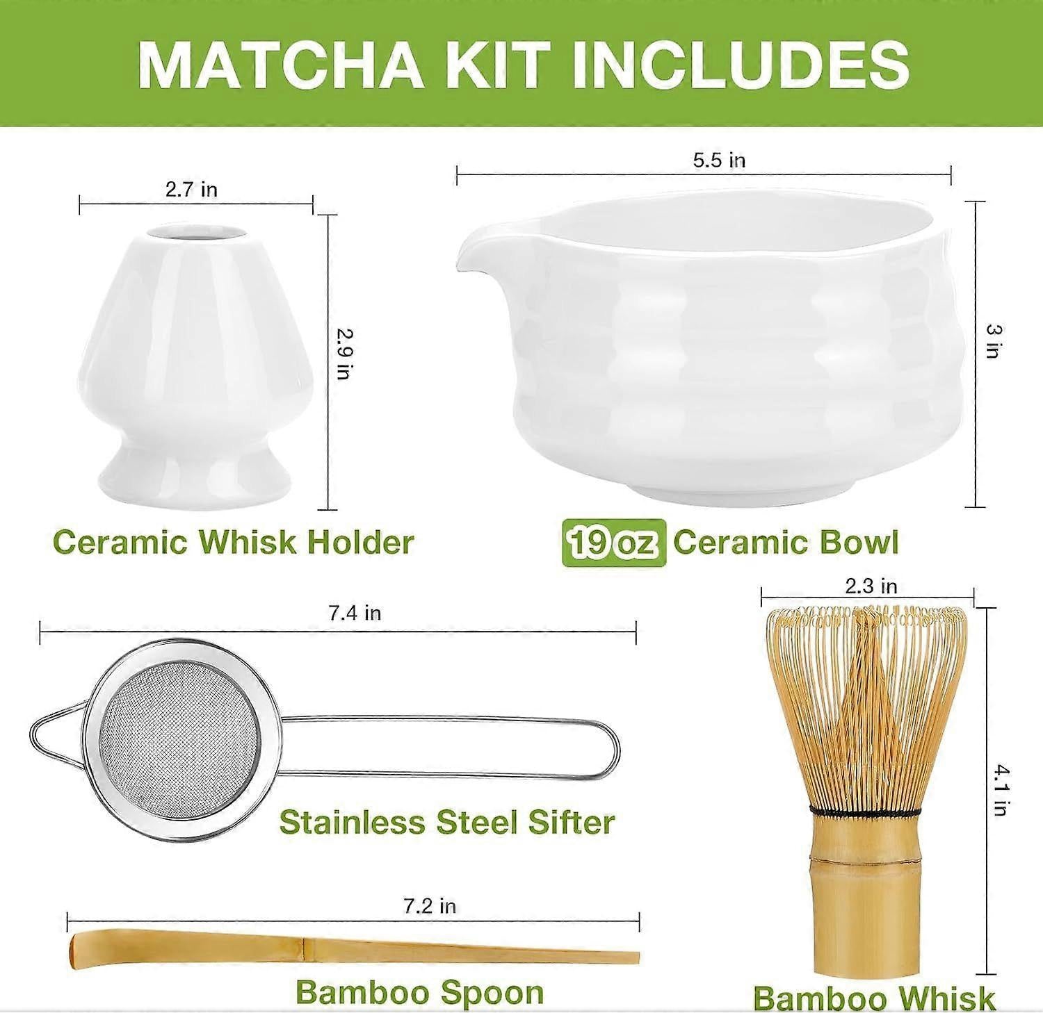 Matcha Whisk Set (5pcs) - Bowl, Bamboo Whisk, Scoop & Holder - view 2