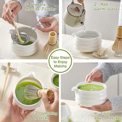 Matcha Whisk Set (5pcs) - Bowl, Bamboo Whisk, Scoop & Holder - view 4
