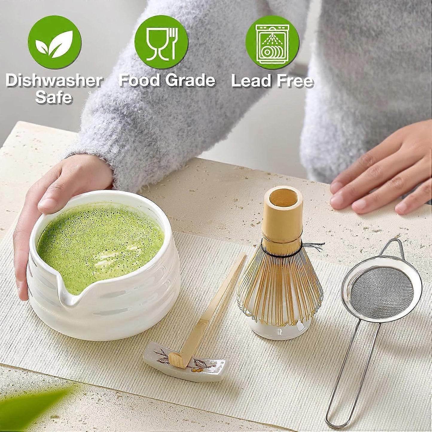 Matcha Whisk Set (5pcs) - Bowl, Bamboo Whisk, Scoop & Holder - view 5