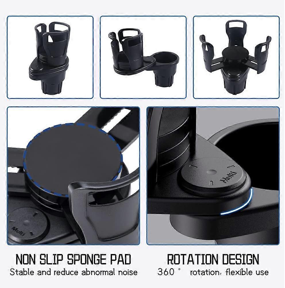 2-in-1 Car Cup Holder Expander - Adjustable Multifunctional Organizer for Travel Use - view 3