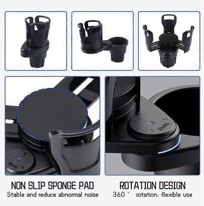 2-in-1 Car Cup Holder Expander - Adjustable Multifunctional Organizer for Travel Use - view 3