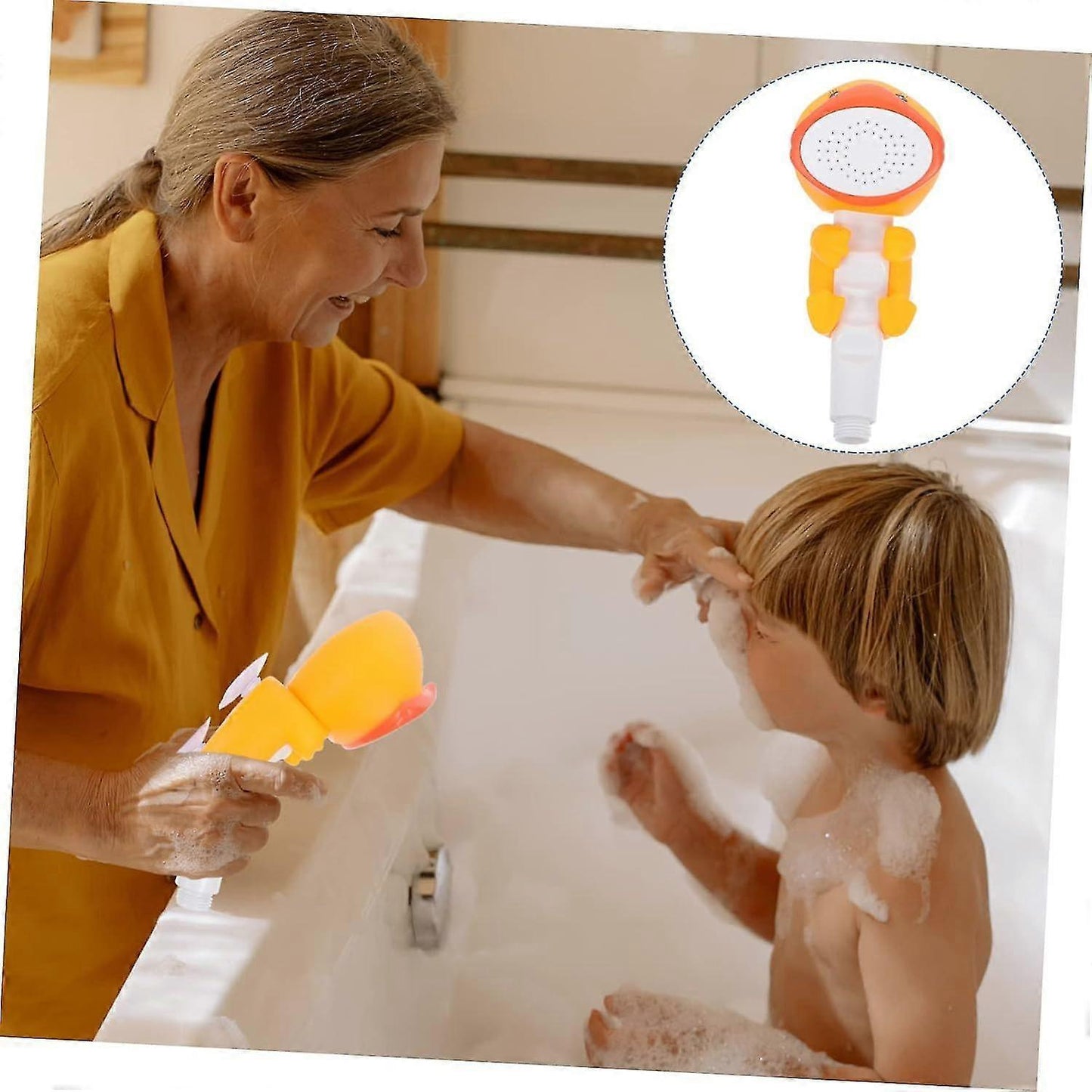 Cartoon Handheld Shower Head, White Animal Bath Spray for Babies - view 3