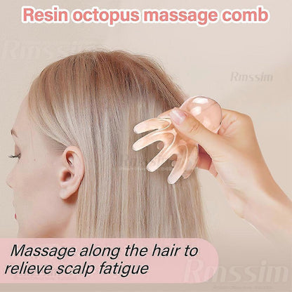 Resin Octopus-Style Scalp Guasha Massage Comb, Meridian Scraping Acupuncture SPA Tool - view 2