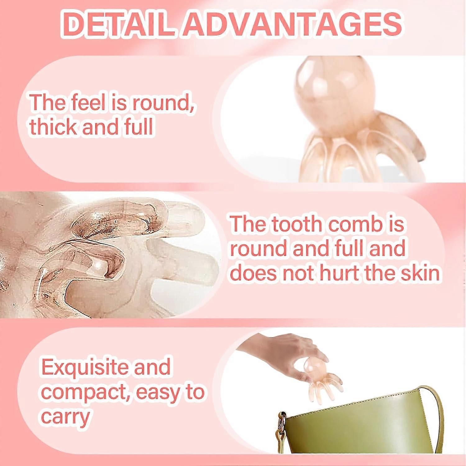 Resin Octopus-Style Scalp Guasha Massage Comb, Meridian Scraping Acupuncture SPA Tool - view 5