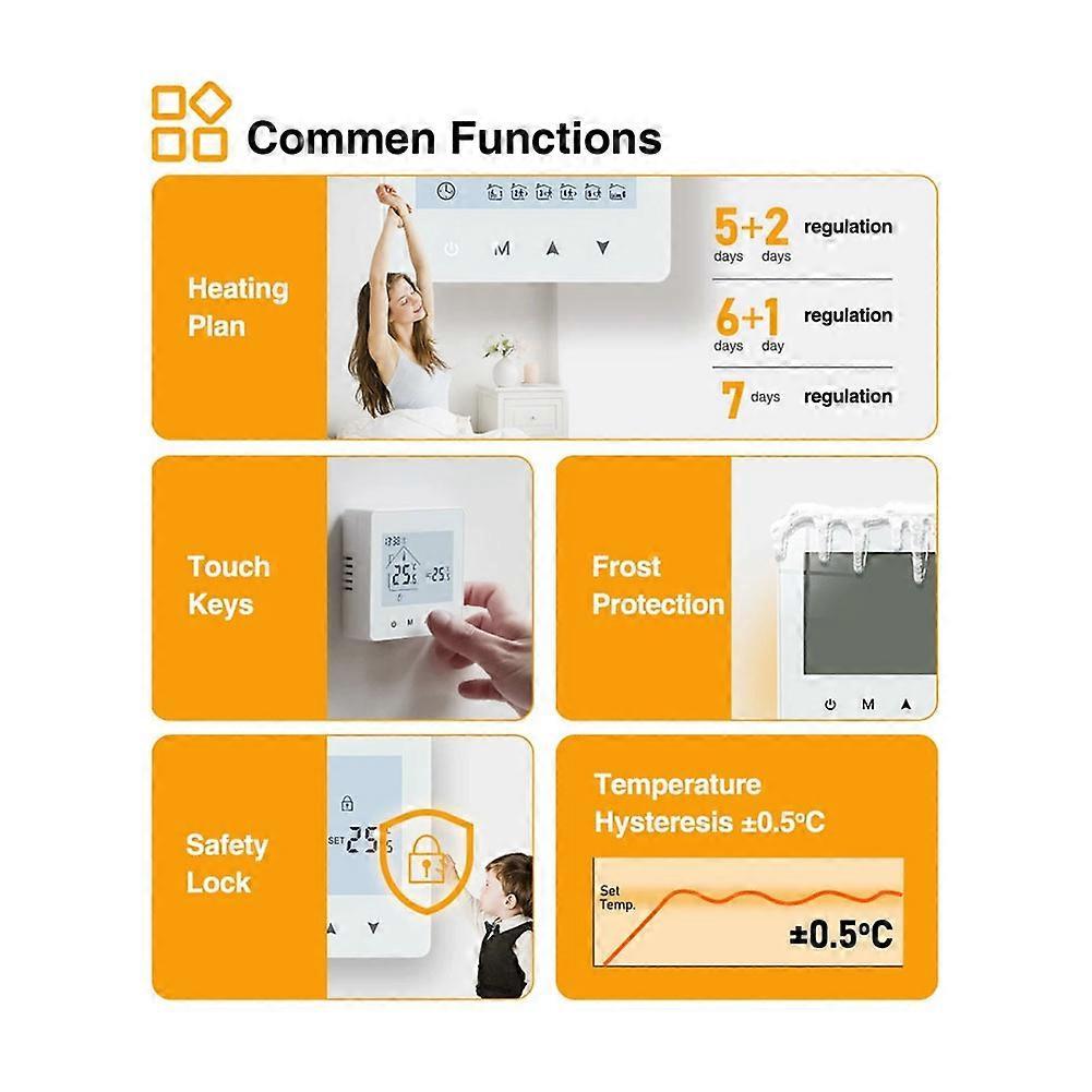 Smart Wireless Thermostat for Gas Boiler Room Heating Programmable Temperature Controller - view 2