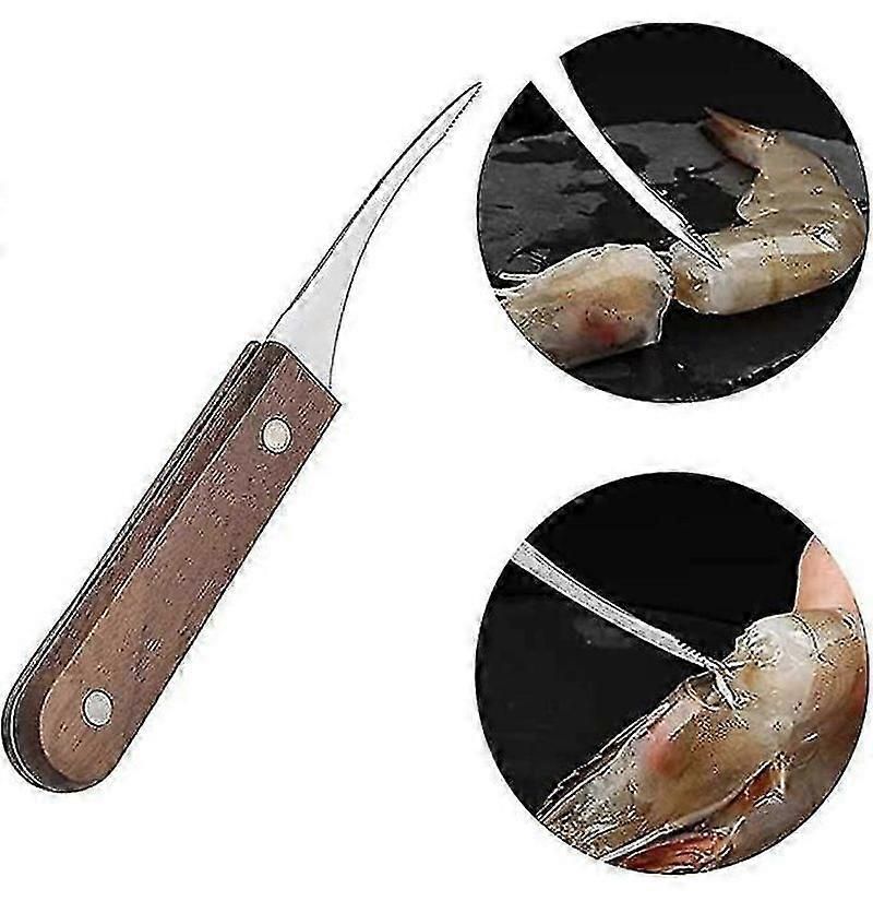 2pcs Stainless Steel Shrimp Cleaner & Deveiner - Wooden Handle, for Shrimp/Crayfish/Lobster - view 2