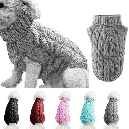 Pet Dog Sweater Pet Turtleneck Knitting Sweater Winter Warmer Clothes Pet Pullover Knitwear - Blue - view 2