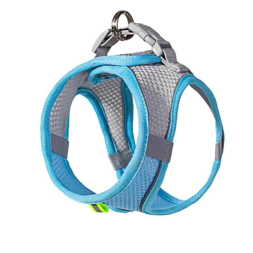 Pet Cat Harness and Leash Set Breathable Vest with Reflective Strip for Kitten Walking Traveling Blue - view 5