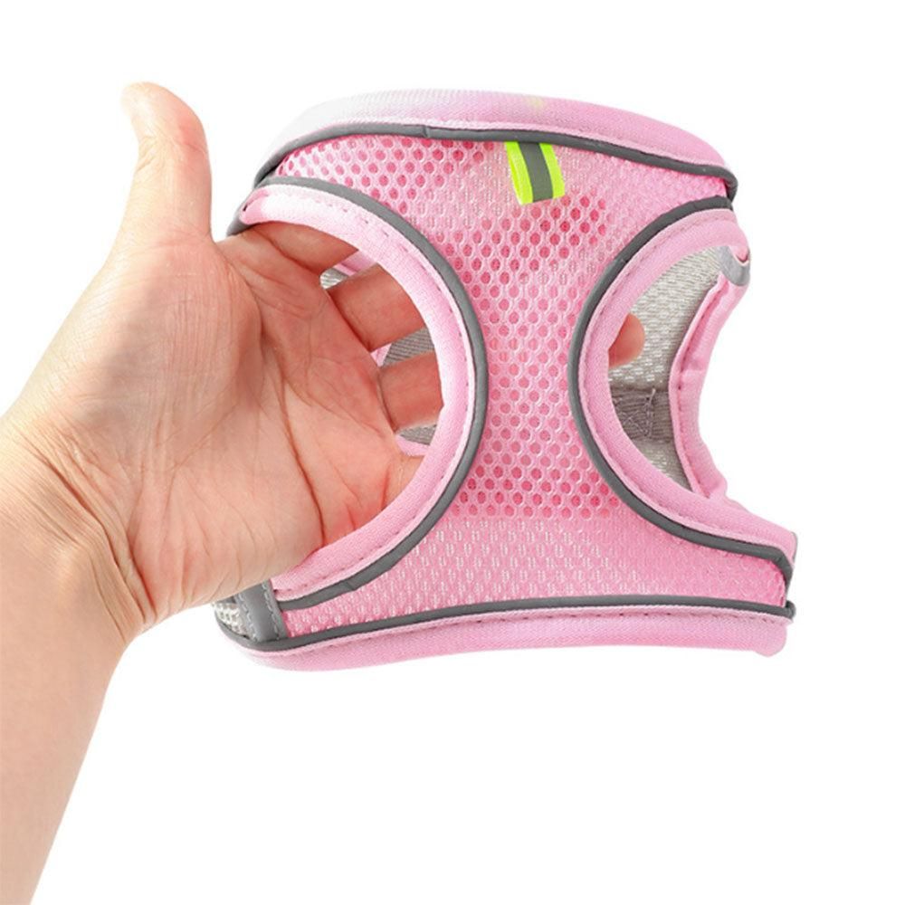 Pet Cat Harness and Leash Set Breathable Vest with Reflective Strip for Kitten Walking Traveling Pink - view 5