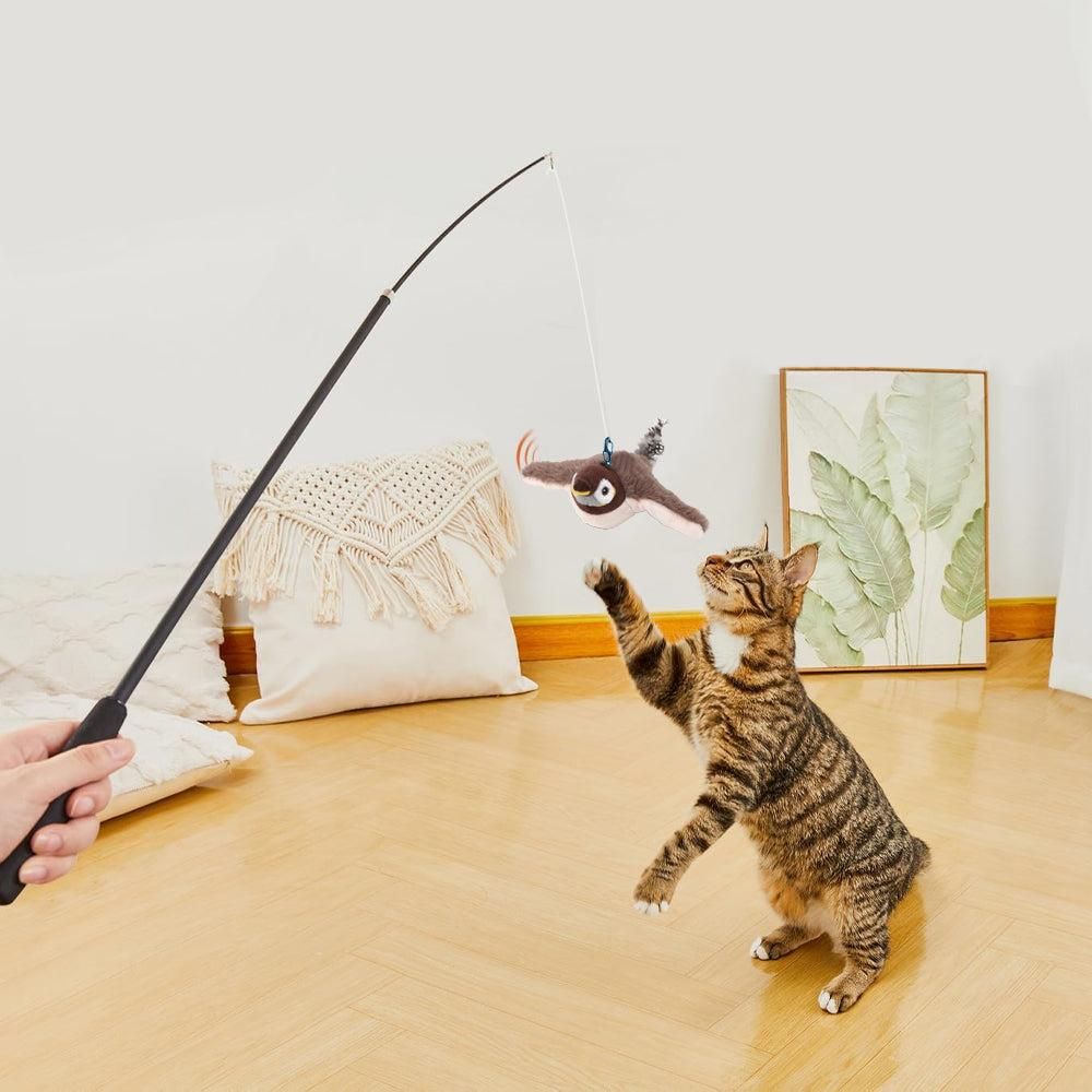 Cat Squeaky Toys Rechargeable Interactive Cat Toy Touch Activated Kitten Plush Pet Toys Brown - view 2