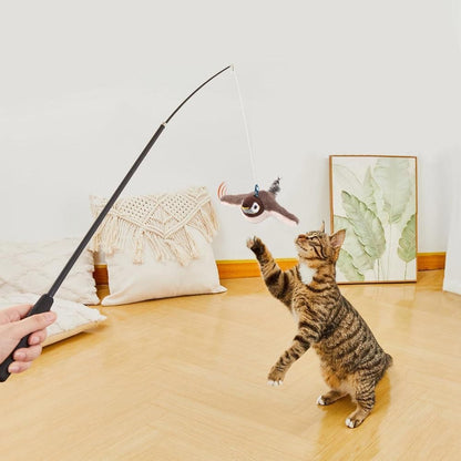 Cat Squeaky Toys Rechargeable Interactive Cat Toy Touch Activated Kitten Plush Pet Toys Brown - view 2