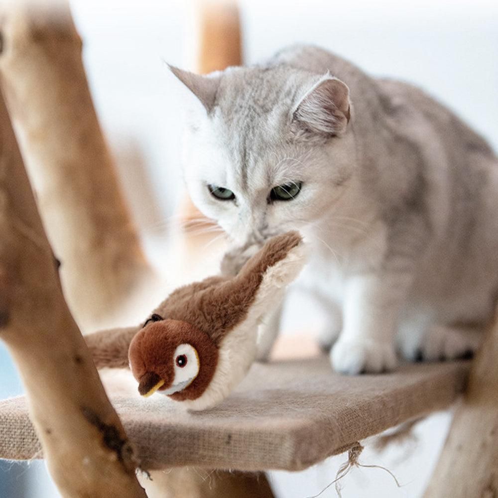 Cat Squeaky Toys Rechargeable Interactive Cat Toy Touch Activated Kitten Plush Pet Toys Brown - view 4