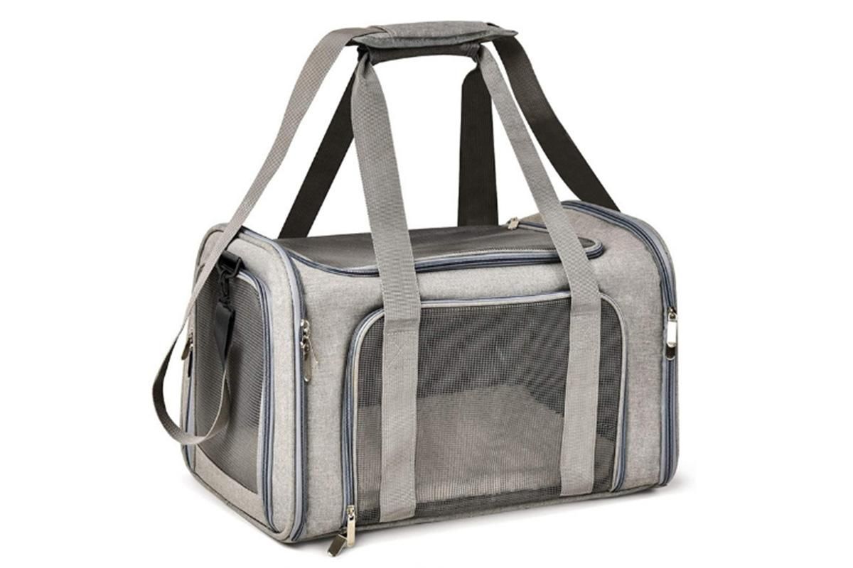 Portable Travel Bag Soft Crate Cage Cat Bag Animal Carriers for Pets -Grey - view 2