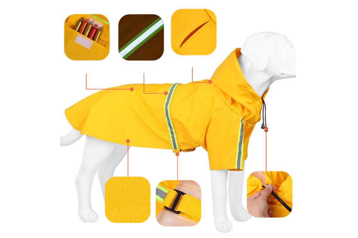 Pet Raincoat Outdoor Waterproof Dog Poncho for Small and Medium Dogs - Yellow - view 4