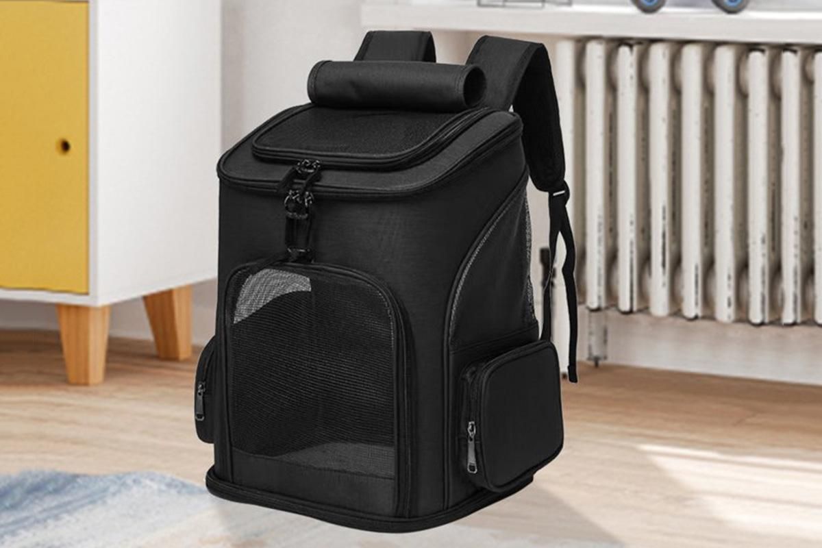 Expandable Large Cat Backpack Carrier for Small Pets - Black - view 2