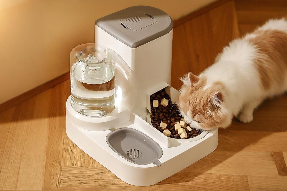 2 in 1 Automatic Cat Feeder and Waterer Ceramic Pet Bowl for Cats and Small Dogs - view 2