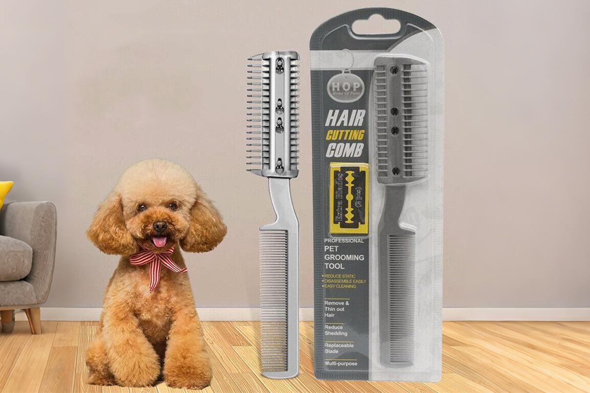 Two Sided Pet Grooming Comb with Razor for Dog Cat Fur Trimming and Thinning - view 2