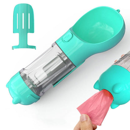 4 in 1 Pet Feeder Dog Cat Puppy Water Bottle Cup Travel Pooper Scooper Outdoor Blue 300ml - view 3
