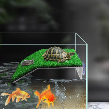 Turtle Basking Platform Simulation Grass Turtle Ramp for Fish Tank Aquarium - S - view 5
