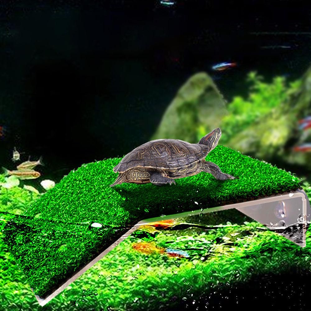 Turtle Basking Platform Simulation Grass Turtle Ramp for Fish Tank Aquarium - S - view 6