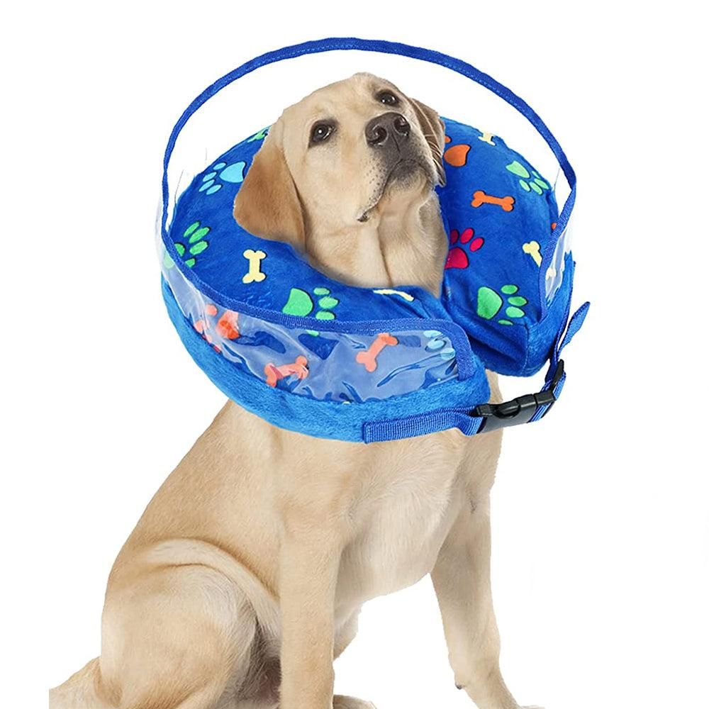 Soft Inflatable Pet Dog Cone Collar Anti Licking Scratching Blue - S - view 6