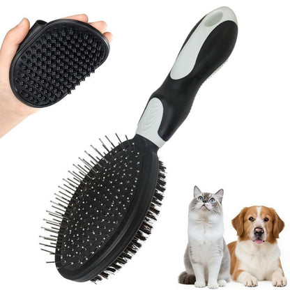 2PCS Pet Grooming Tools Double-Sided Brush for Shedding and Bathing for Short/Long Haired Dogs Cats Purple - view 6