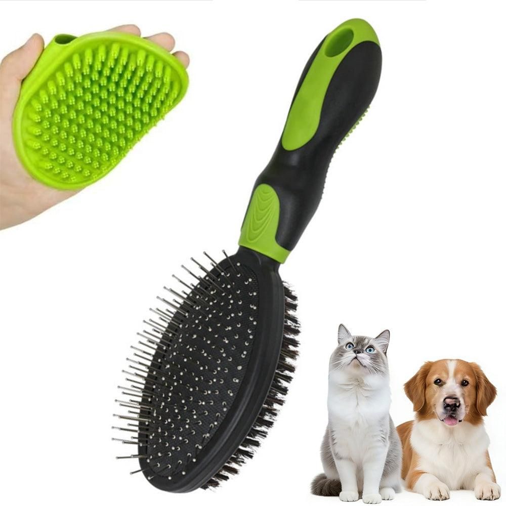2PCS Pet Grooming Tools Double-Sided Brush for Shedding and Bathing for Short/Long Haired Dogs Cats Purple - view 7