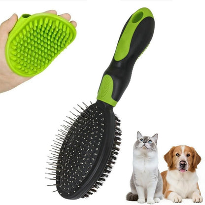 2PCS Pet Grooming Tools Double-Sided Brush for Shedding and Bathing for Short/Long Haired Dogs Cats Purple - view 7
