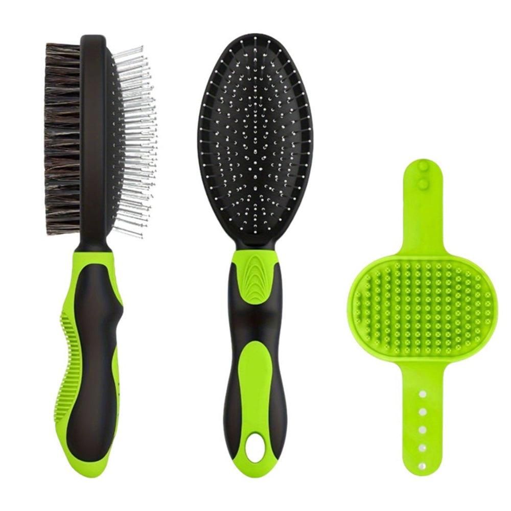 2PCS Pet Grooming Tools Double-Sided Brush for Shedding and Bathing for Short/Long Haired Dogs Cats Green - view 5