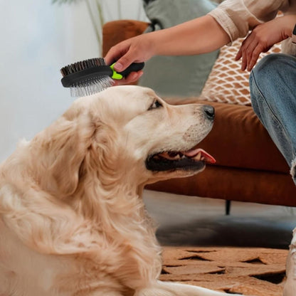 2PCS Pet Grooming Tools Double-Sided Brush for Shedding and Bathing for Short/Long Haired Dogs Cats Green - view 7