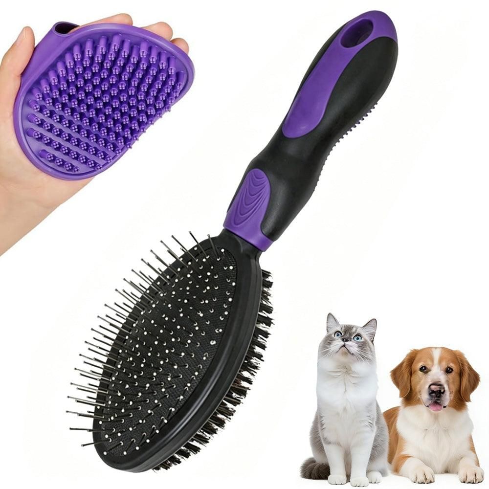 2PCS Pet Grooming Tools Double-Sided Brush for Shedding and Bathing for Short/Long Haired Dogs Cats Green - view 10