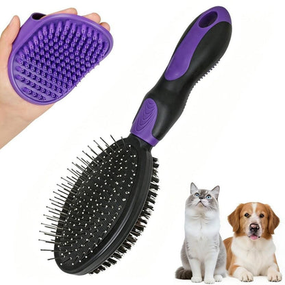 2PCS Pet Grooming Tools Double-Sided Brush for Shedding and Bathing for Short/Long Haired Dogs Cats Green - view 10
