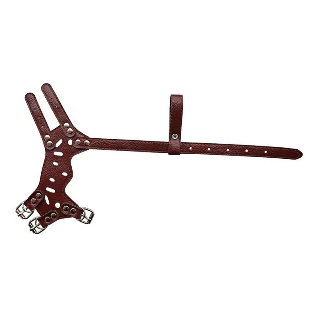 Adjustable PU Leather Dog Muzzle Pet Breathable Anti Bite Bark Chew Muzzles Brown - S - view 2