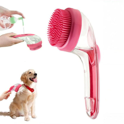 2-in-1 Pet Bath Brush with Built-in Shampoo Dispenser Dog Shampoo Bubble Maker Dog Cat Bathing Grooming Tool Rose Red - view 2