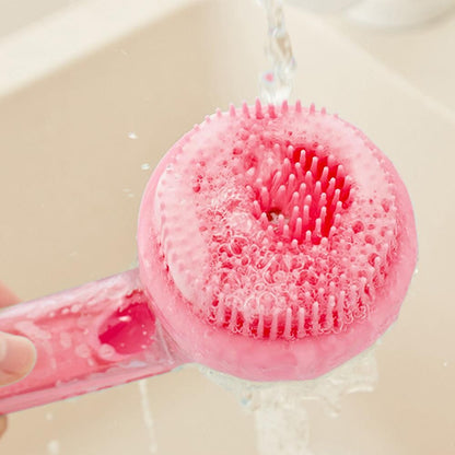 2-in-1 Pet Bath Brush with Built-in Shampoo Dispenser Dog Shampoo Bubble Maker Dog Cat Bathing Grooming Tool Rose Red - view 4