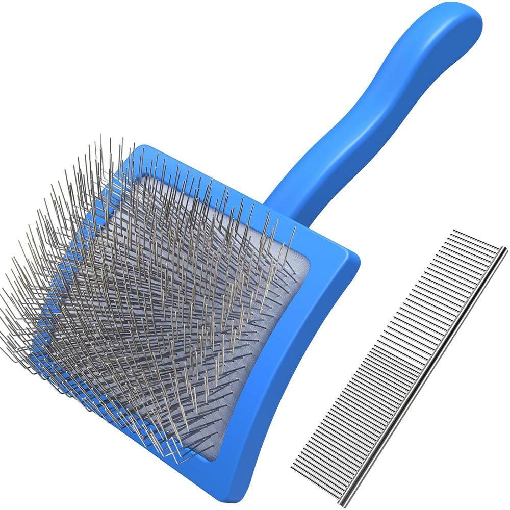 2-Piece Dog Slicker Brush & Comb Set for Grooming & Detangling Blue - view 4