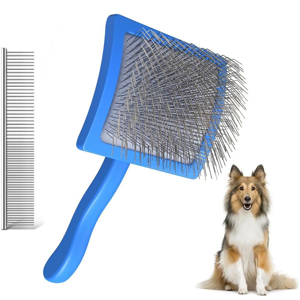 2-Piece Dog Slicker Brush & Comb Set for Grooming & Detangling Blue - view 6