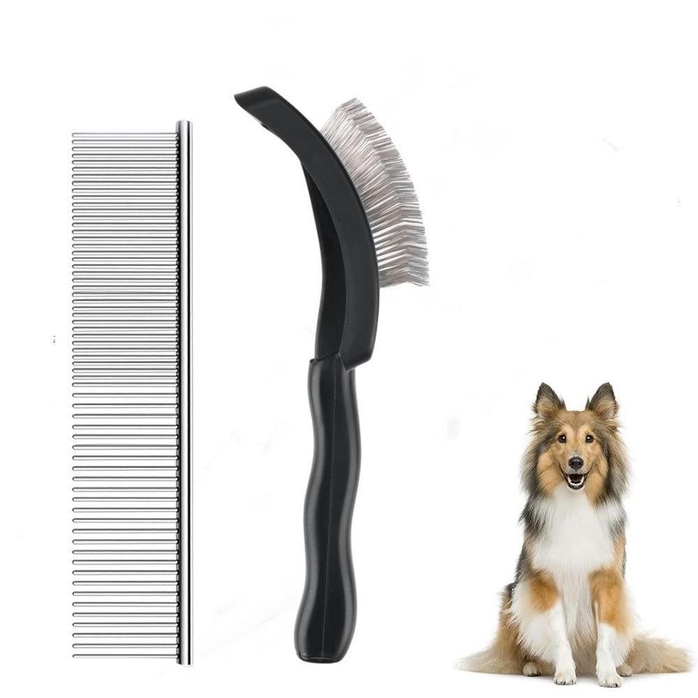 2-Piece Dog Slicker Brush & Comb Set for Grooming & Detangling Blue - view 8