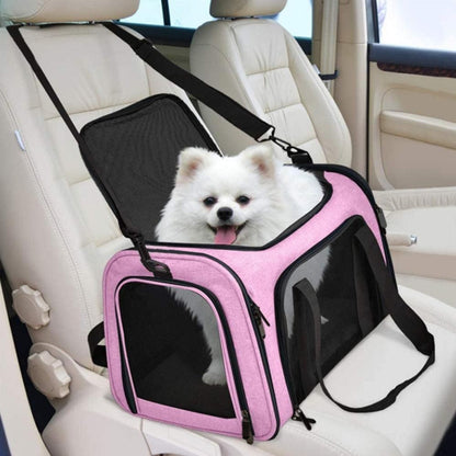 Foldable Travel Pet Carrier Bag Portable Cat Dog Kennel Bag Pink - M - view 2