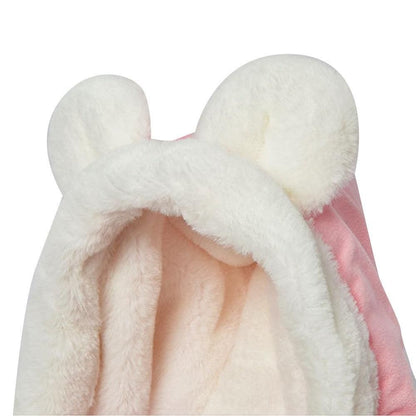 Plush Pet Carrier Backpack Pet Warm Bag with Hand Warmer Pocket Pink - S - view 6