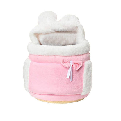 Plush Pet Carrier Backpack Pet Warm Bag with Hand Warmer Pocket Pink - S - view 7