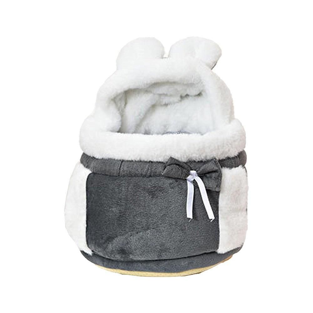 Plush Pet Carrier Backpack Pet Warm Bag with Hand Warmer Pocket Pink - S - view 8