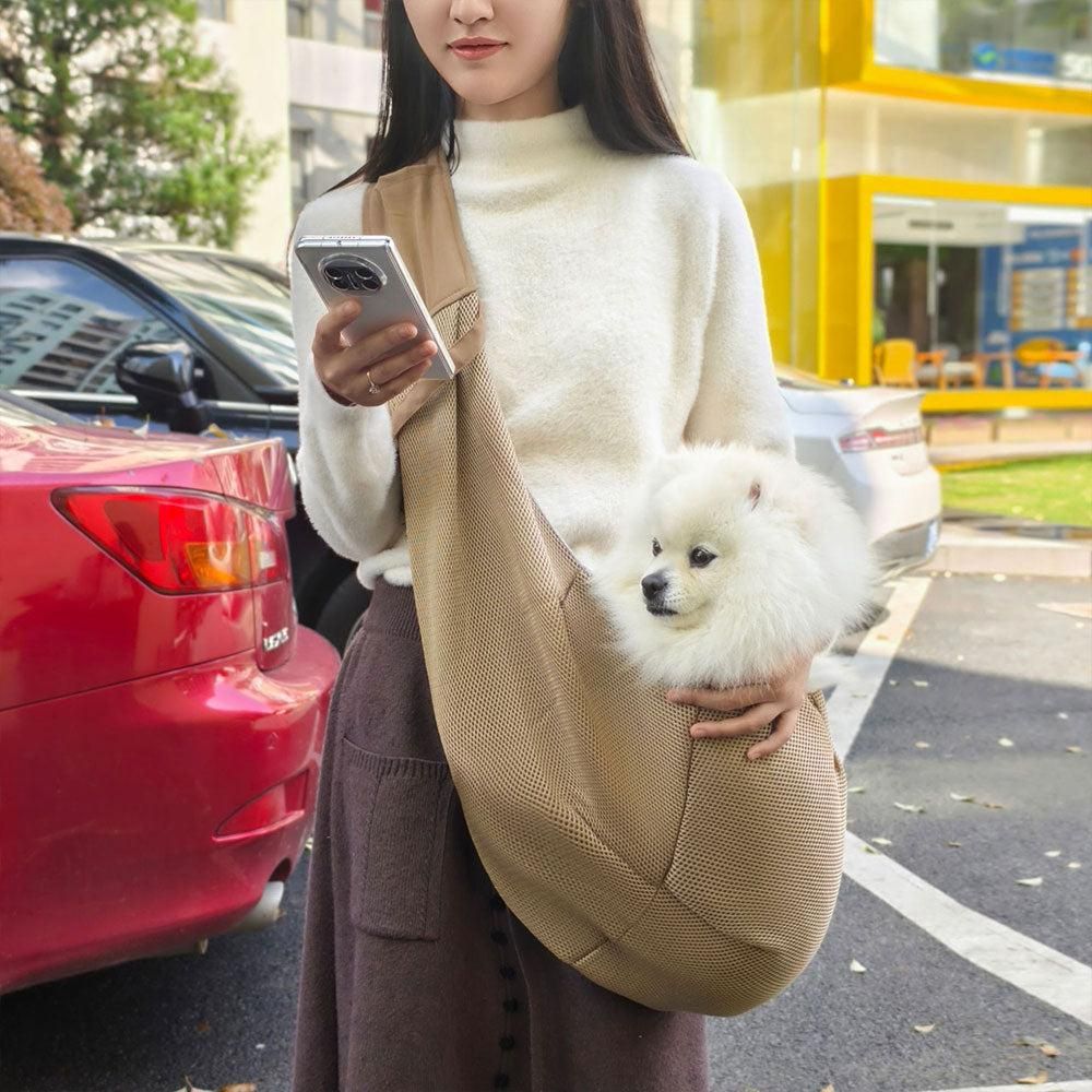 Adjustable Pet Dog Carrier Sling Bag Breathable Mesh Puppy Cat Carrier Khaki - view 2