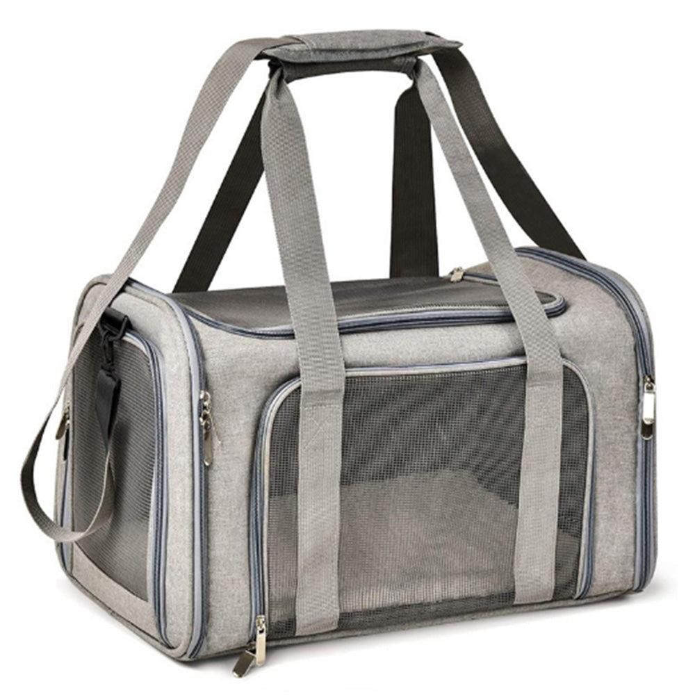 Foldable Travel Pet Carrier Bag Portable Cat Dog Kennel Bag Grey - S