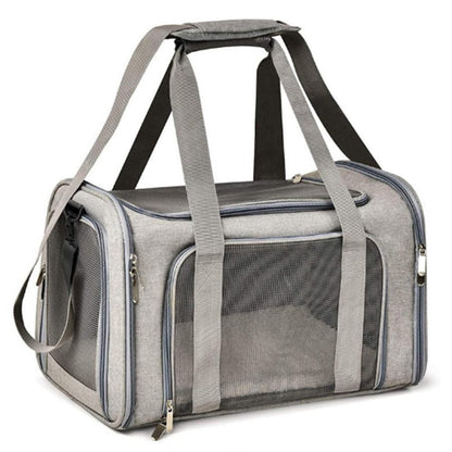 Foldable Travel Pet Carrier Bag Portable Cat Dog Kennel Bag Grey - S